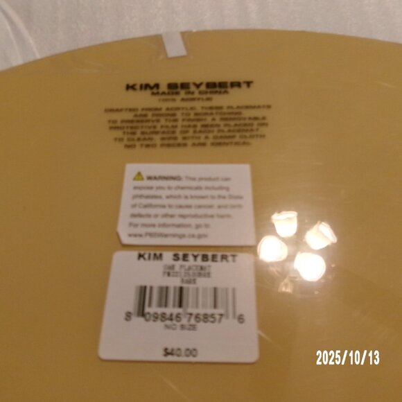 NEW SET 4 $40 EA Kim Seybert Brown Oak Acrylic Table Placemats 15" in COLOR BARK - Picture 5 of 5